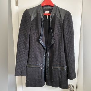 Black Quilted and Faux Leather Laundry by Shelli Segal Jacket - Size 6